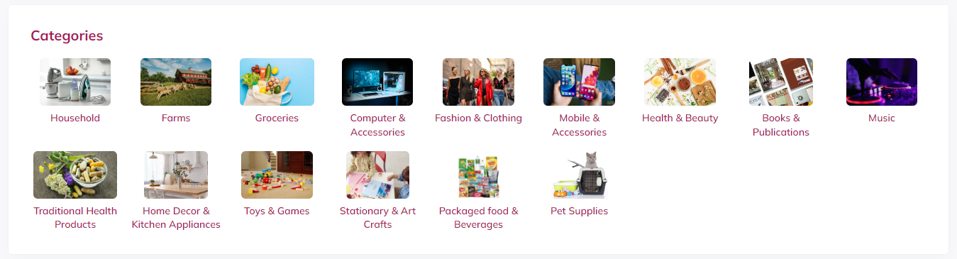Ticktap Marketplace categories
